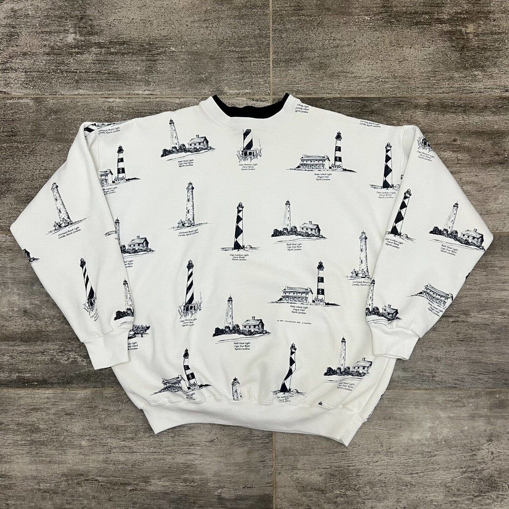 Vintage Art Unlimited Sportswear Lighthouse North Carolina Sweatshirt Adult XL